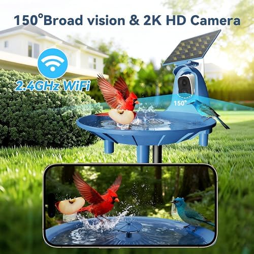 LongPlus Solar Bird Bath Fountain with 2K AI Bird Identification Camera - Image 3