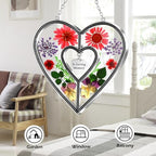 KY&BOSAM Memory Gifts Heart Suncatchers Pressed Flowers Stained Glass - Image 3