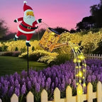 Christmas Santa Solar Kettle Light, 2PCS Waterproof Santa Solar Garden Lights Outdoor, Cute Santas Solars Watering Can Cascading Light LED, Novelty Santas Solars Christmas Decorations Night Lights - Image 6