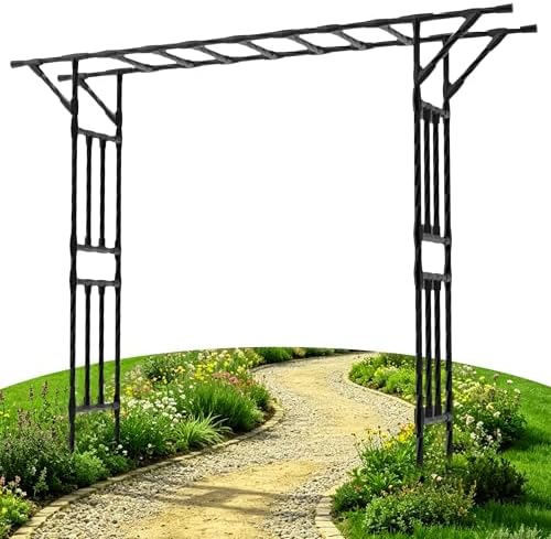 Garden Arch Trellis100.4 L×85.4" H Sturdy & Rustproof Flat Top Garden Arch by TrellumeGardenHome