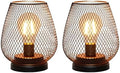 TRIROCKS Set of 2 Battery Operated Lamp LED Table Lantern, Metal Cage Cordless Lamps with LED Bulb，Vintage Decorative Outdoor Lantern for Weddings, Parties, Patio, Events for Indoors Shelf Decor by TRIROCKS
