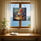 Suncatcher Maker Gnome Stained Glass Suncatcher – Square Hanging Window Panel for Home or Greenhouse – Whimsical Glass Art Gift for Garden Lovers, Christmas, Halloween, Father Days ceft0Z - Image 6