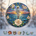 Jesus Puzzle Acrylic Suncatcher Size 10 inches, Garden Floral Sun Catchers, Christianity Window Hanging Ornaments, Stained Glass Effect Decor for Puzzle Lover by GIKZO