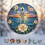 Jesus Puzzle Acrylic Suncatcher Size 10 inches, Garden Floral Sun Catchers, Christianity Window Hanging Ornaments, Stained Glass Effect Decor for Puzzle Lover by GIKZO
