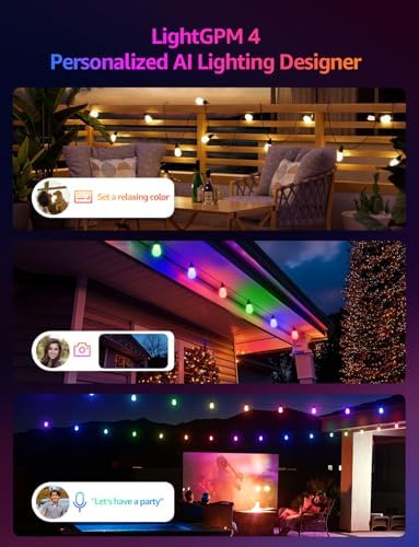 Lepro ZB1 AI Smart Outdoor String Lights, 100(88+12) ft RGB+IC+Warm White - Image 2