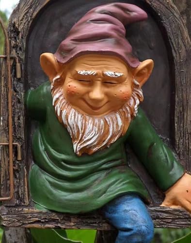 Elenon Gnome Big Tree Faces Garden Decor, 13 inch Gnome Coming Out of Tree Outdoor Decorations, Fairy Elf Hugger Whimsical Peeker Sculpture Yard Patio Art - Image 7