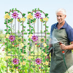 Metal GardenTrellis, Arched Fence Trellis Plant Support Trellises, Supporting Plants Outdoor Decoration for Climbing Plants Lawn Yard Patio Backyard Wall Brackets (Bird+Pink Flower) - Image 5