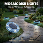 Bell+Howell 4 Pk Mosaic Solar Lights Outdoor LED Disk Pathway Lights, Blue - Image 2