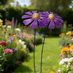Rusty Metal Wild Flowers Garden Stakes 11.82 x 8.47 inches, Decorative Flowers Yard Stake Metal Art for Outdoor Garden Lawn Decor (Purple-1) by CatchDragon