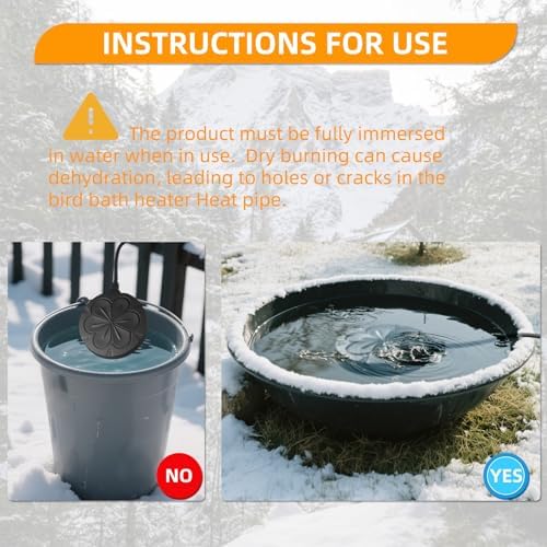 2Pack 110W Bird Bath Heater for Outdoors in Winter–Cast Aluminum Submersible Pond Deicer,Thermostatic Chicken Water Heater - Image 6