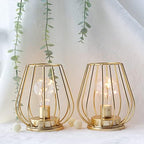 TRIROCKS Set of 4 Metal Battery Operated Lamp 7'' Tall Mini Cage Shape Cordless Table Lamp Battery Lanterns with Warm Fairy Lights Bulb for Patio Garden Wedding Parties Indoor Outdoor(Gold) - Image 4