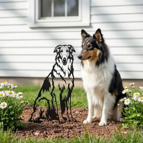 Dog Metal Garden Stake - Weatherproof Dog Silhouette Yard Art, Decorative Outdoor Sign for Lawn & Patio, Heartfelt Gift for Rough Collie Lovers(Sit,14") - Image 3