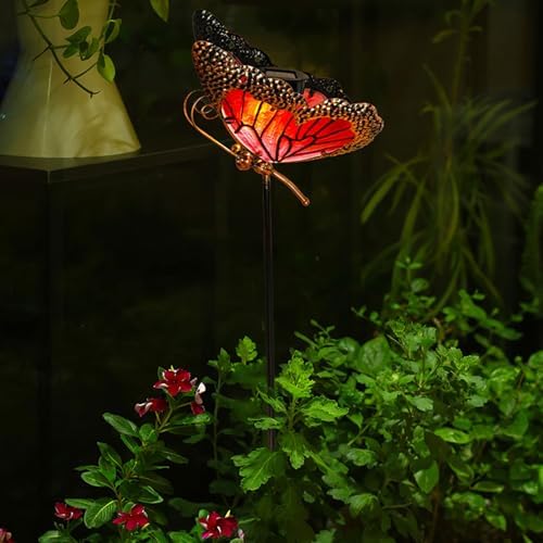 Metal Solar Garden Light Colorful Butterfly, Blue - Image 4