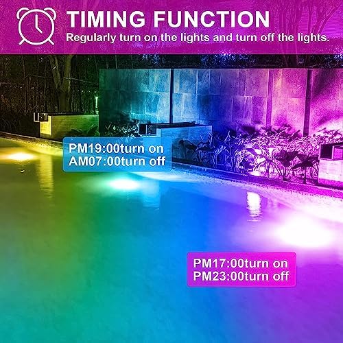 LED Flood Light Outdoor RGB Stage Lights Color Changing 500W Equivalent 2700k Warm White 5000LM(Remote Control, 120 Colors Strobe, Dimmable, Timing, US 3-Plug) Wall Wash Landscape Spotlight 2 Pack - Image 3