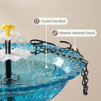 Solar Powered Cascading Water Fountain, Solar Cascade Hanging Bird Bath Fountain, Hanging Solar Bird Bath Fountain, Hummingbird Bath Shower Bowl Kit Garden Gift Yard Patio Backyard Decoration (Blue) - Image 5