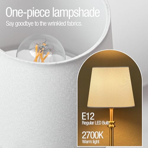 ONEWISH Cordless Lamp-Battery Operated Table lamp, 4000mAh Rechargeable, Stepless Dimmable, Small Touch Bedside Lamp with Fabric Shade, for Dining, Patio, Bathroom(Gold) - Image 4