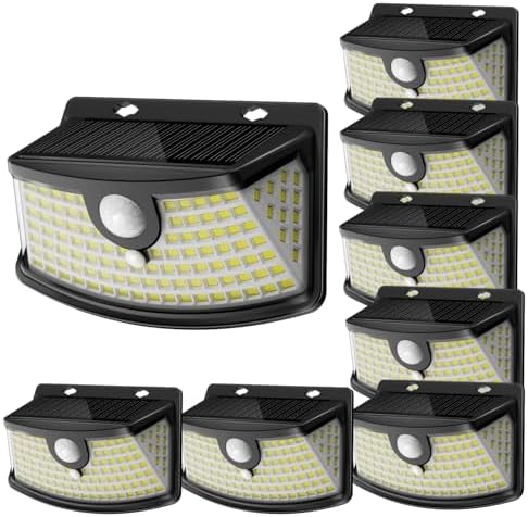 Aootek Solar Motion Sensor Lights Outdoor 120 LEDs, Black, 8 Pack by Lightupeveryconer