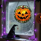 Stained Glass Window Hanging, Halloween Pumpkin Suncatcher, 11.8" Jack-o'-Lantern Ornament & Garden Decor, Christmas Stocking Stuffer, Birthday for Women Mom Grandma Nana - Image 4