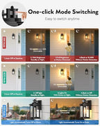 VIANIS Motion Sensor Outdoor Light, 2 Packs Exterior Lights for House, Black Waterproof Dusk to Dawn Outside Porch Lights Lantern for Garage Patio Doorway,Distance Adjustable(Hardwired, not Solar) - Image 2