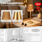 Mr.White Outdoor Waterproof Rechargeable Cordless Table Lamp with Wicker Shade, Battery Operated Table Light with Touch Control, for Patio Restaurant Kitchen (Gold 2 Pack) - Image 4