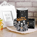 Flameless Candles with Remote Battery Operated Candles with Timer Outdoor Lanterns Happy Halloween Skeleton Flameless Pillar Lights for Trick or Treat Party Decoration - Image 3