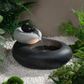 13.39" H Outdoor Water Fountain Made with Eco-Friendly Recyclable Materials, Polyethylene Rock Waterfall Outdoor Fountain, Garden Decor with LED Light & Pump for Patio, Backyard (13.39") by PUULYE