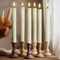 12 Pack, 10" LED Flameless Ivory Fluted Ribbed Grooved Taper Candles with 2 Remotes & 24h Timer Memory, On/Off Button, Dimmable, Flicker Mode, Battery Operated, Christmas Menorah Wedding by WestIvory