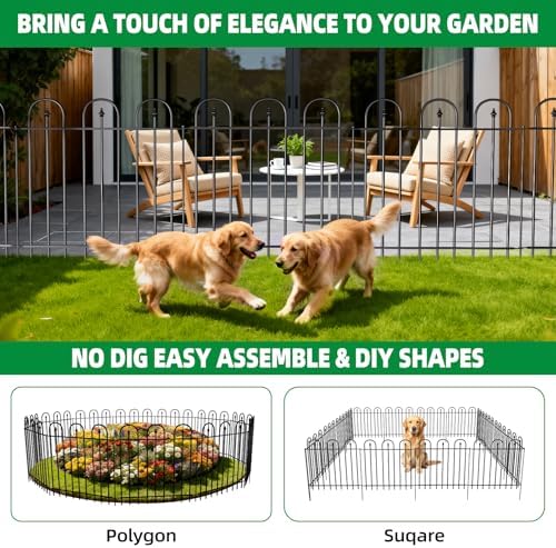 Garden Fence Animal Barrier - 10 Panels, 32 in(H) x 24 ft(L) No Dig Garden Fence, Arched Decorative Garden Fence Border with Ground Stakes, Rustproof Metal Fencing for Yard Patio Dog Rabbit - Image 5