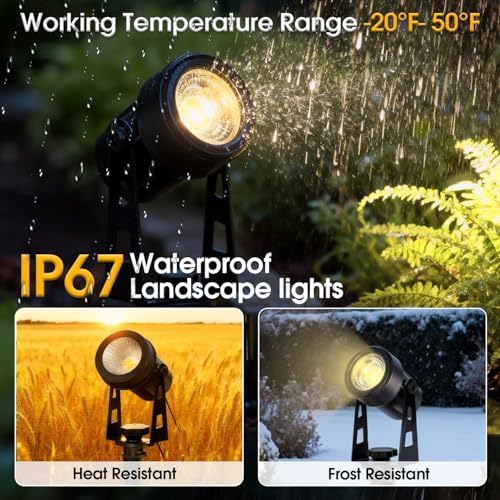 CPLIRIS Outdoor Landscape Lighting, LED Spot Lights Kit for Garden, Yard, House, Lawn, Tree, Flags, Fence Use, Warm White 2700k-3300k, IP67 Waterproof & Connectable - 4 Pack - Image 3