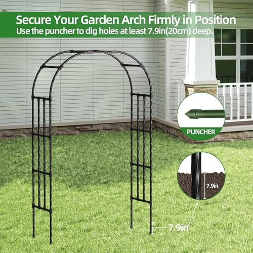 Metal Garden Arch Trellis 6.9 Ft for Climbing Plants Outdoor - Image 7