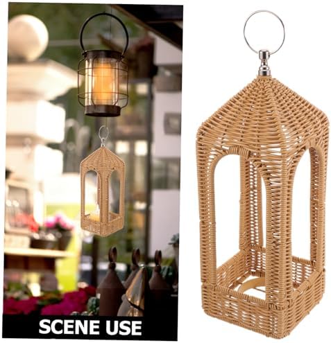 Handwoven Boho Lantern Shade Cover for Patio, Coffee PE - Image 3