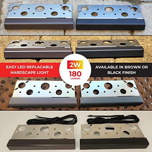 LUMENGY 7 Inch 2W LED Hardscape Light, 2700K Warm White, Easy Replaceable Feature, Includes 3 Mounting Plates for Outdoor Steps, Retaining Walls and Paver Steps, 12V, Black Finish - Image 4