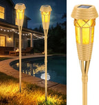Solar Torch Lights, Flickering Flame Bamboo Outdoor Lights, 2‑Pack by EvelynsunLife