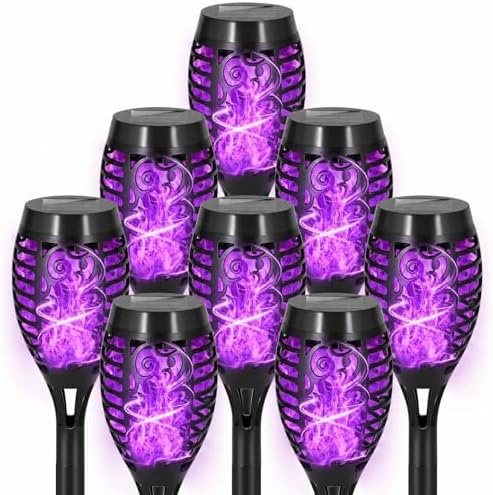 8 Pack Solar Pathway Lights Outdoor, Solar Torches Lights Halloween Decor by SPRKLINLIN