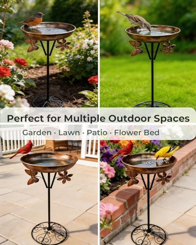 Metal Pedestal Bird Bath for Garden Patio Outdoor Decor - Image 7