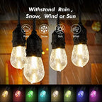 24FT Solar Outdoor String Lights, 12 Shatterproof Edison LED Bulbs, Dimmable RGB Color Changing Patio Lights Waterproof with Remote. for Patio Decor, Garden, Yard, Party, Bistro - Image 6