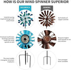DECOROCA Kinetic Wind Spinners Outdoor - Large Metal Wind Sculptures - Image 5