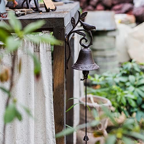 Cast Iron Dinner Doorbell, Flower and Bird Decorative Bells, Manually Shaking Wall Hanging Wind Chimes for Outdoor Garden Backyard Farmhouse Church - Image 6