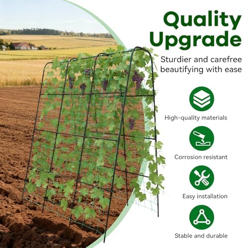 Cucumber Trellis for Raised Bed with Plastic Coated Steel Pipe-63"*50",Blk - Image 3