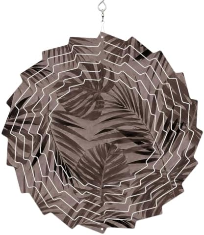 12 Inch Brown Palm Leaves Wind Spinner for Yard and Garden, Tropical Summer Beach Coastal Hanging Ornaments Outdoor 3D Kinetic Wind Sculpture Spinners Indoor Outdoor Patio Décor Ornaments Gift by Unknown
