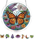 Monarch Butterfly Puzzle Acrylic Suncatcher Size 12 inches, Garden Floral Sun Catchers, Memorial Window Hanging Ornaments, Stained Glass Effect Decor for Puzzle Lover by GIKZO