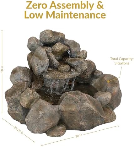 Sunnydaze 18" Rocky Ravine Electric Water Fountain with Submersible Pump - Image 6