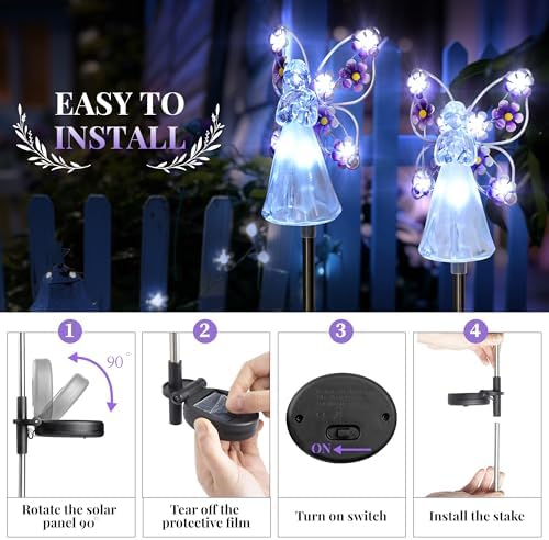 GIGALUMI 4 Pack Angel Solar Lights Outdoor Garden Decor Yard Art - Image 4