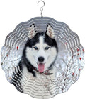 Traci's Fun Creations Wind Spinner, Siberian Husky, Aluminum, 10 Inch, Double-Sided, Round, Yard and Garden Décor (Black and White) by Unknown