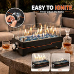 GRISUN 15 Inch Propane Tabletop Fire Pit, 30,000 BTU with Glass Wind Guard - Image 4