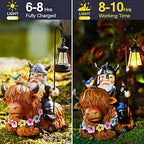 Garden Gnome Outdoor Statue Highland Cow Decor for Yard Patio Lawn Porch Birthday Gifts for Women Men, Mother’s Day, Housewarming with Solar Light Gnome Decor for Outside - Image 3