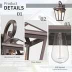Outdoor Light Fixtures Wall Mount, Waterproof Exterior Wall Lanterns with Glass, Outside Wall Sconces, Front Porch Lights for House Garage Doorway Patio, Oil-Rubbed Bronze - Image 3