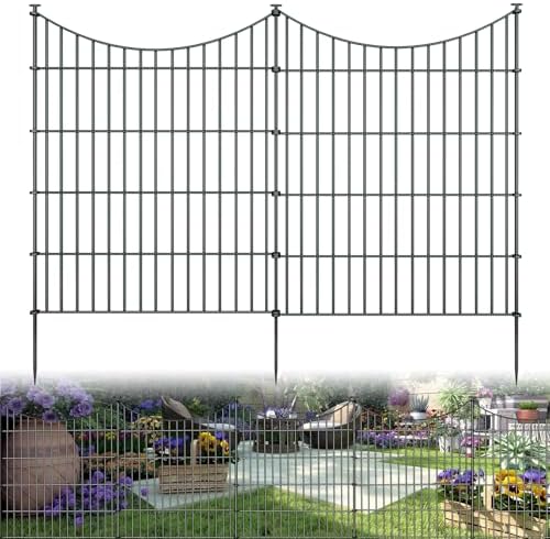 10 Panel No Dig Metal Garden Fence 32"H x 23.6'L Dog Fence Outdoor for Yard by richmen