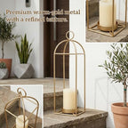 22.2" Outdoor Decorative Lanterns, Metal Candle Lanterns, Farmhouse Lantern Decor, Antique Gold Iron Lantern Candle Holders for Fireplace Mantel, Table Centerpiece,Home Decor - Image 5