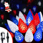 Connectable C6 Christmas Lights Outdoor String 78FT 240 LED Red White Blue by EEW